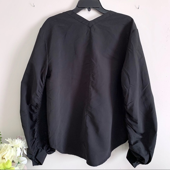 Prologue Women's Black Button Down Long Blouson Sleeve Top - Picture 7 of 8